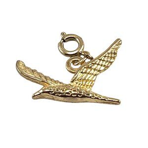 Gold Flying Seagull Charm Pendant 1'' Vintage-Inspired For Necklace Or Bracelet